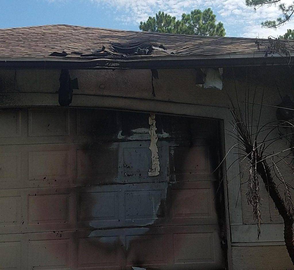 Fire damage on exterior of home