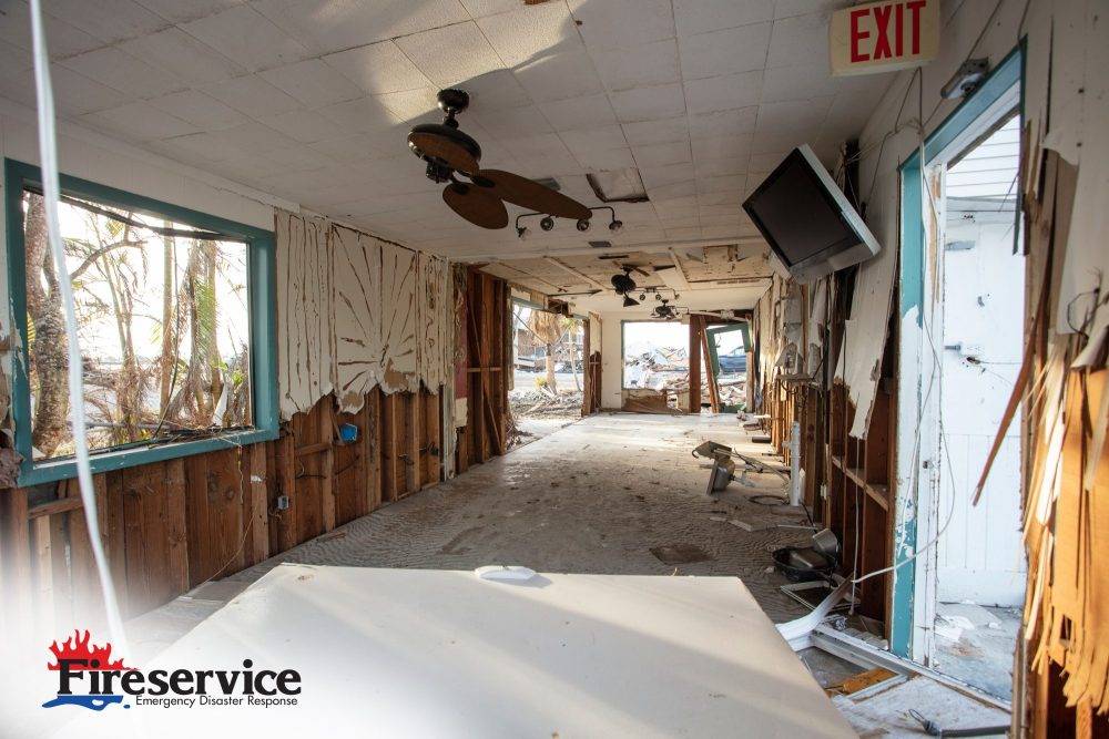 The inside of a building damage by a storm near Cape Coral, Florida.