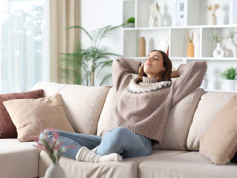 Woman relaxing on the couch