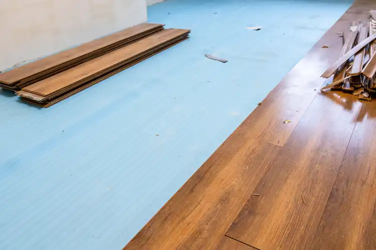 Partially demolished wood floor